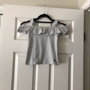 Abercrombie Kids Ruffle Cold Shoulder Top